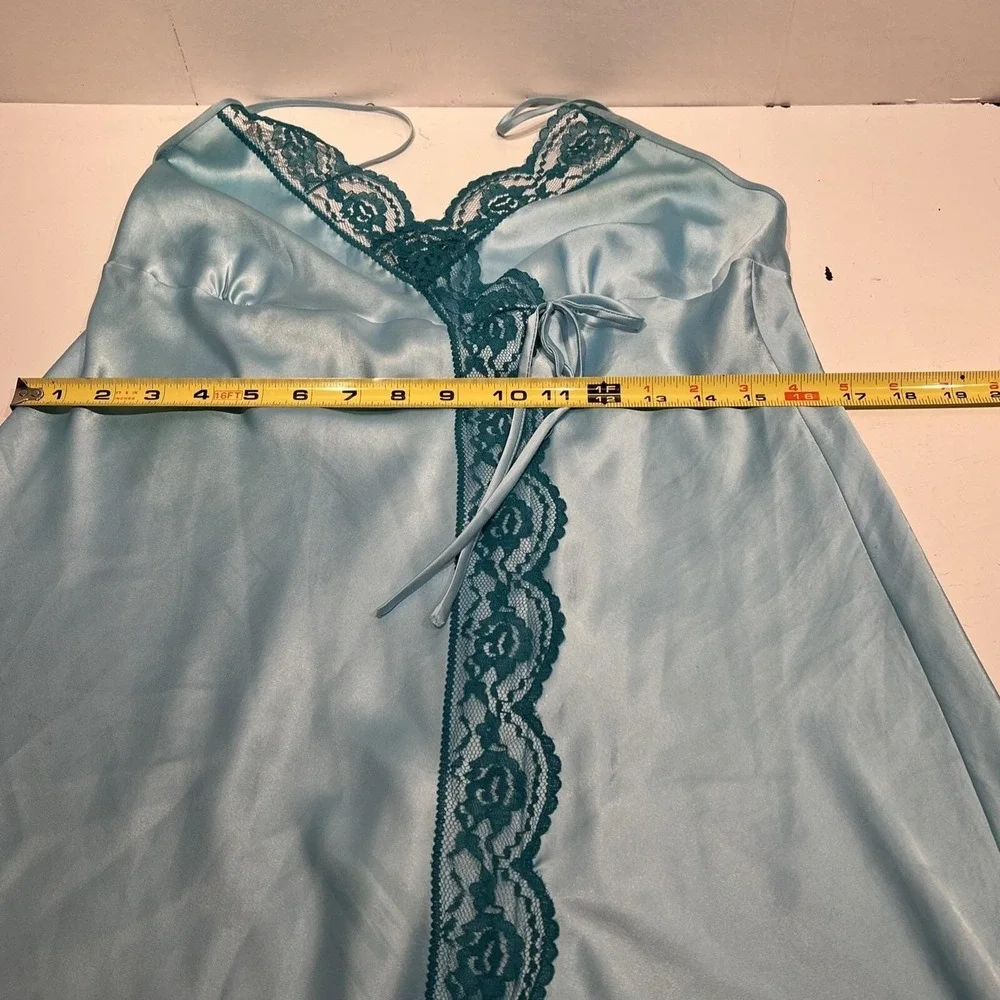 Vintage Y2K M Victoria's Secret Angels Satin Laced Babydoll Lingerie Blue